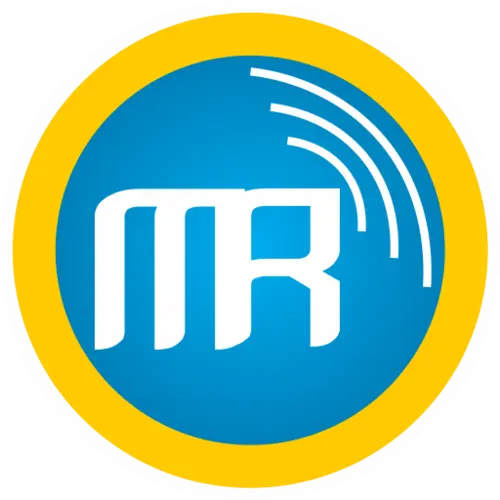 Logo Mario bola azul y amarillo